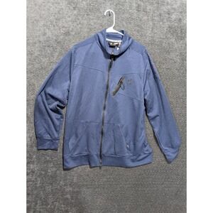 Spyder Active Mens XL Full Zip Jacket Blue Heathered Mock Neck Performance Logo